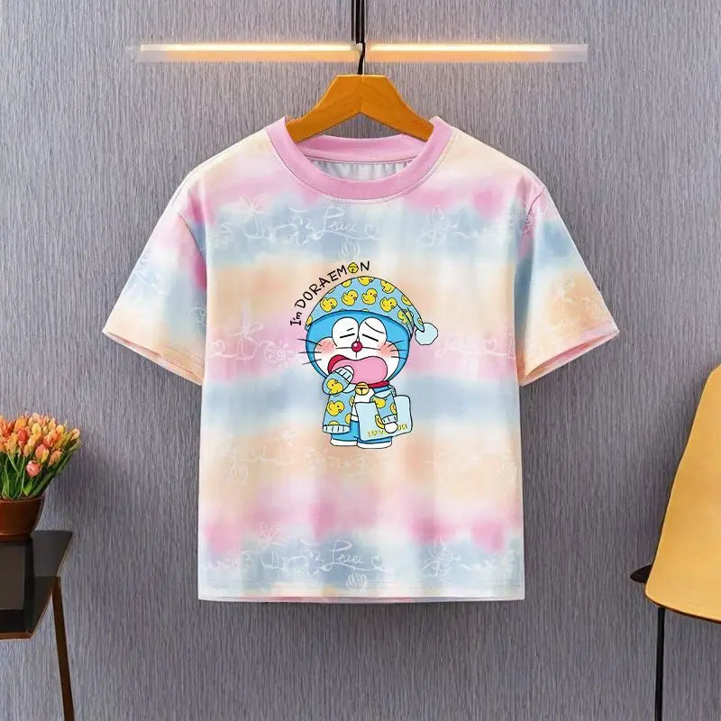 Doraemon cartoon cute creative students loose cotton short-sleeved personalized anime peripheral children hundred T-shirt gift