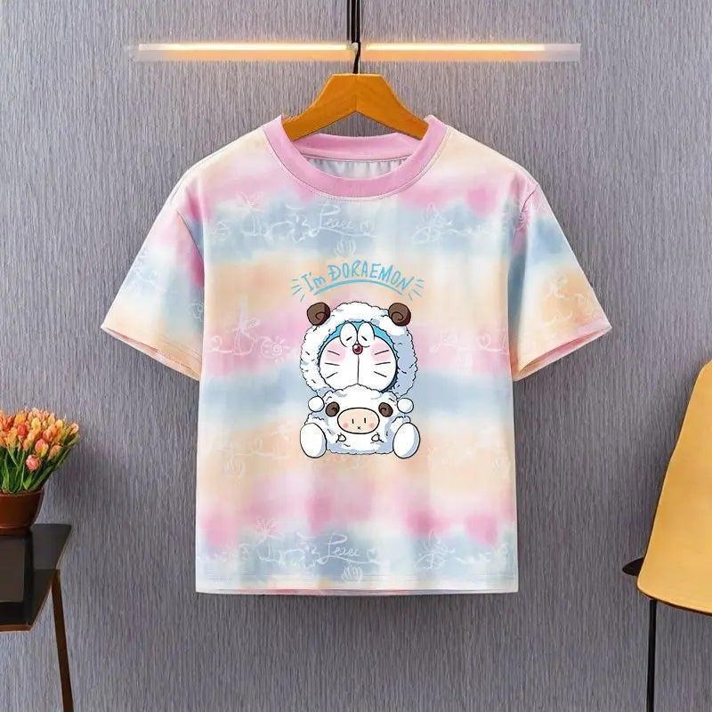 Doraemon cartoon cute creative students loose cotton short-sleeved personalized anime peripheral children hundred T-shirt gift