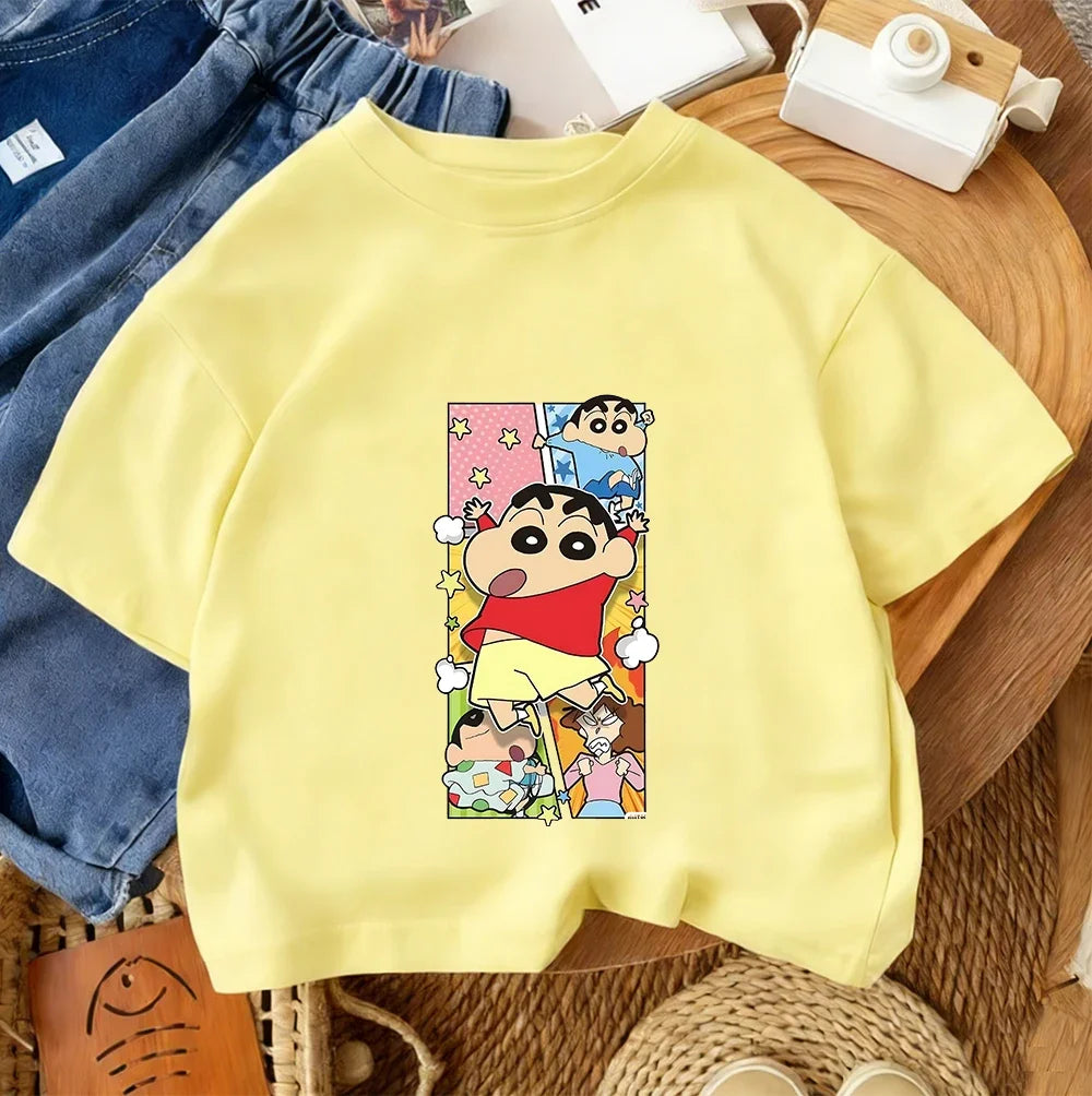 Trendy Hot Cartoon T Shirt Cute Casual Summer Crew Neck Kids Apparel Crayon Shin Chan Children 3 14