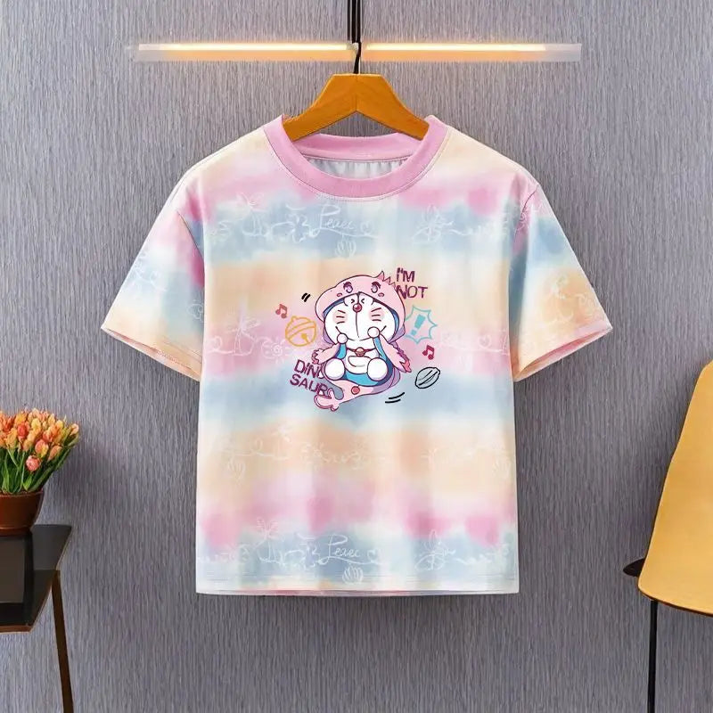 Doraemon cartoon cute creative students loose cotton short-sleeved personalized anime peripheral children hundred T-shirt gift