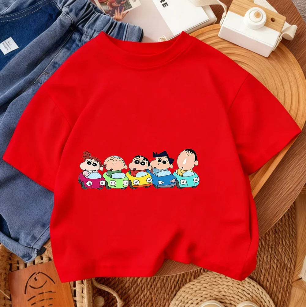 Trendy Hot Cartoon T Shirt Cute Casual Summer Crew Neck Kids Apparel Crayon Shin Chan Children 3 14