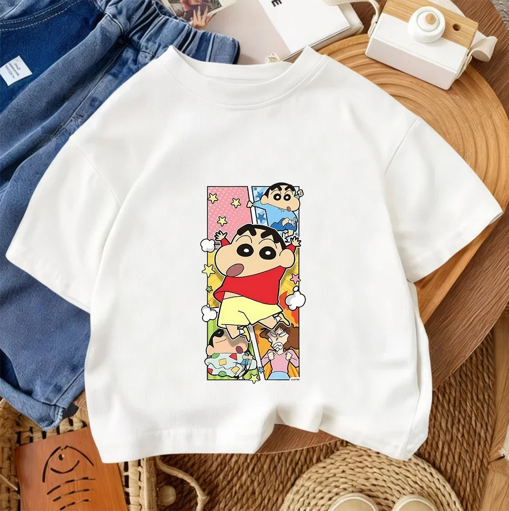 Trendy Hot Cartoon T Shirt Cute Casual Summer Crew Neck Kids Apparel Crayon Shin Chan Children 3 14
