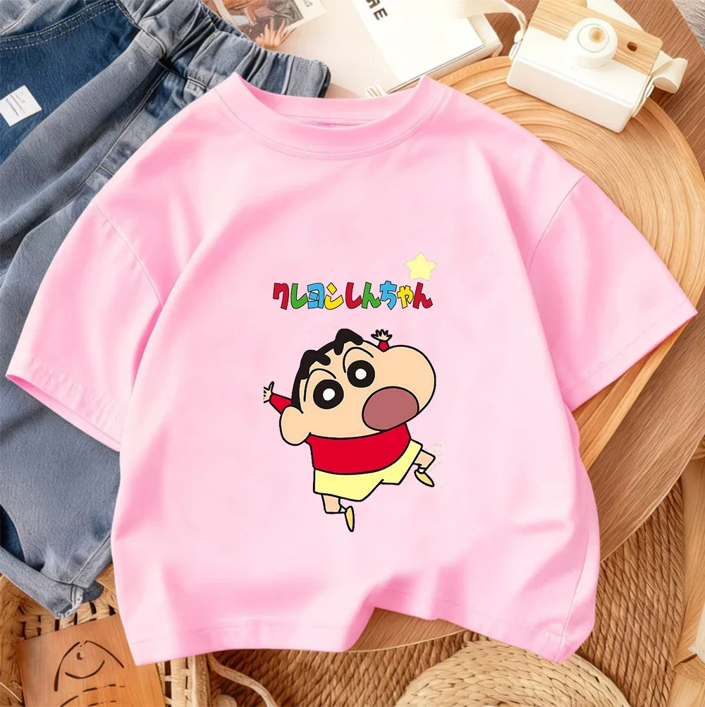 Trendy Hot Cartoon T Shirt Cute Casual Summer Crew Neck Kids Apparel Crayon Shin Chan Children 3 14