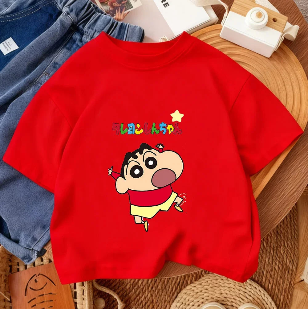 Trendy Hot Cartoon T Shirt Cute Casual Summer Crew Neck Kids Apparel Crayon Shin Chan Children 3 14