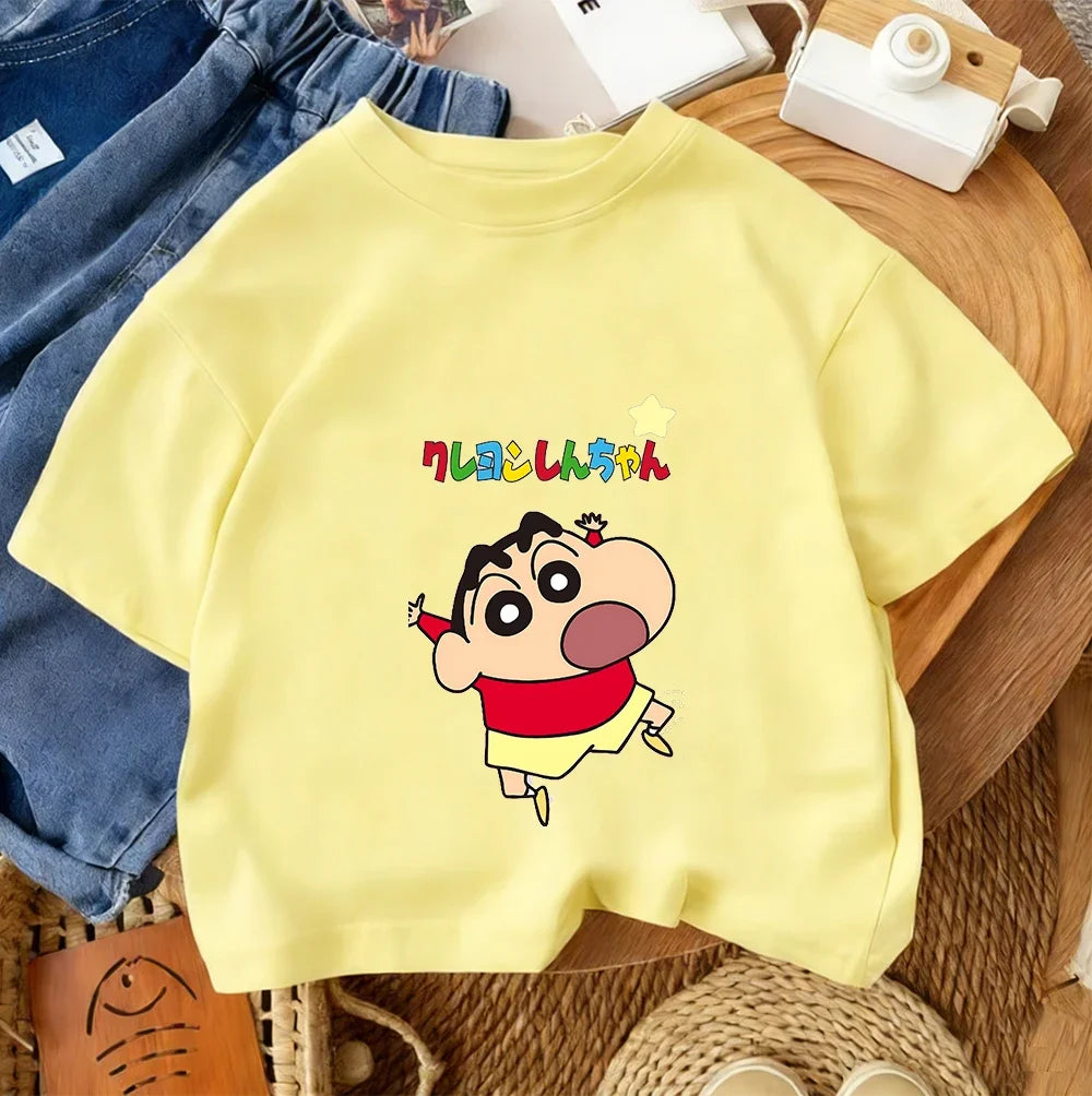 Trendy Hot Cartoon T Shirt Cute Casual Summer Crew Neck Kids Apparel Crayon Shin Chan Children 3 14