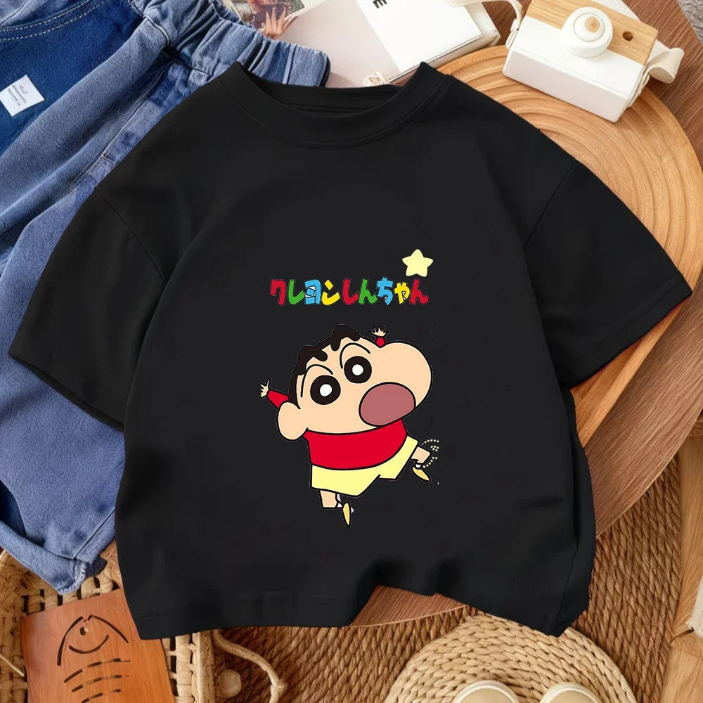 Trendy Hot Cartoon T Shirt Cute Casual Summer Crew Neck Kids Apparel Crayon Shin Chan Children 3 14