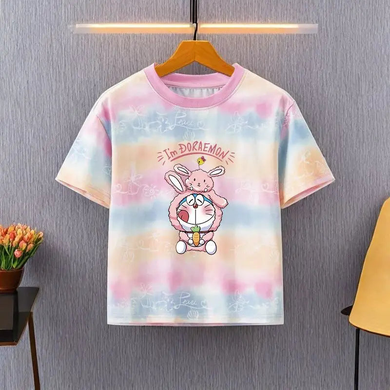 Doraemon cartoon cute creative students loose cotton short-sleeved personalized anime peripheral children hundred T-shirt gift