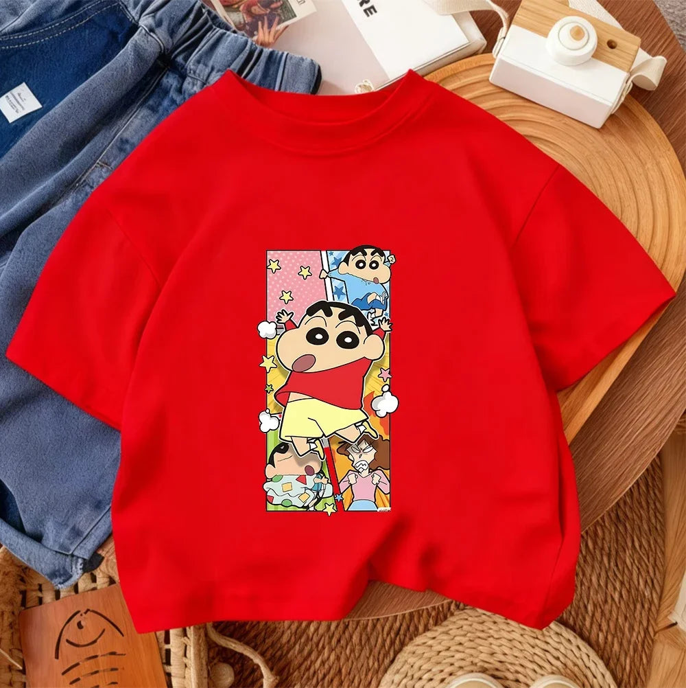 Trendy Hot Cartoon T Shirt Cute Casual Summer Crew Neck Kids Apparel Crayon Shin Chan Children 3 14