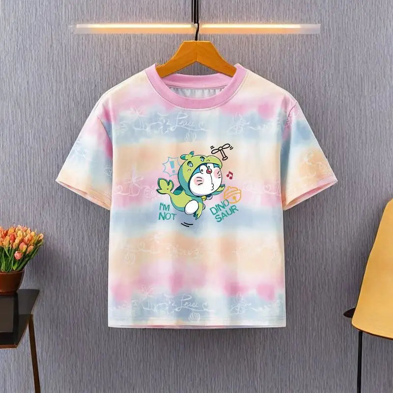 Doraemon cartoon cute creative students loose cotton short-sleeved personalized anime peripheral children hundred T-shirt gift