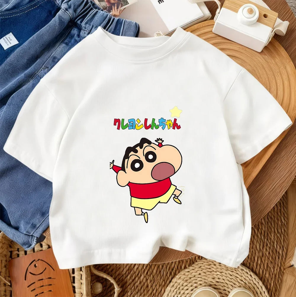 Trendy Hot Cartoon T Shirt Cute Casual Summer Crew Neck Kids Apparel Crayon Shin Chan Children 3 14