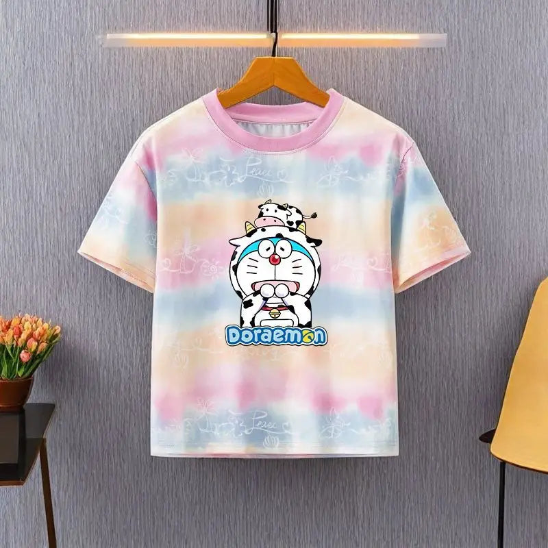 Doraemon cartoon cute creative students loose cotton short-sleeved personalized anime peripheral children hundred T-shirt gift