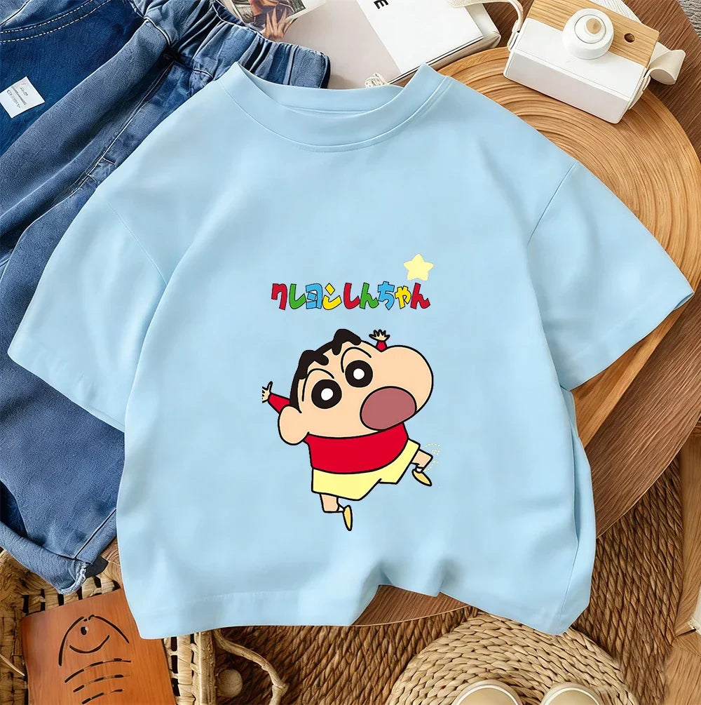 Trendy Hot Cartoon T Shirt Cute Casual Summer Crew Neck Kids Apparel Crayon Shin Chan Children 3 14