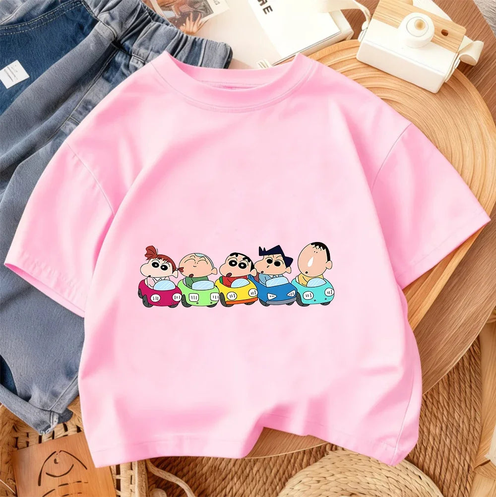 Trendy Hot Cartoon T Shirt Cute Casual Summer Crew Neck Kids Apparel Crayon Shin Chan Children 3 14