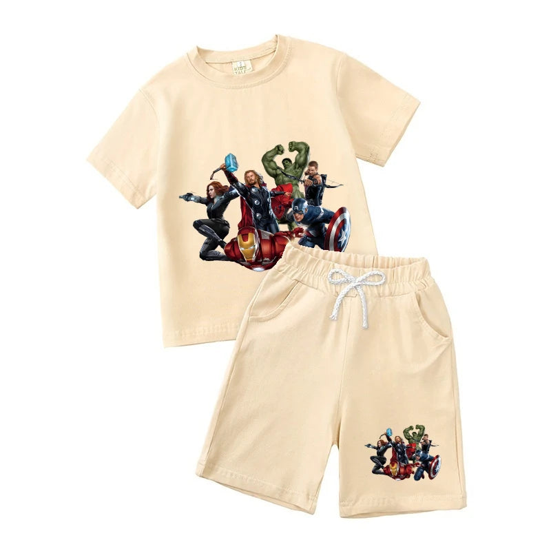 Summer Baby Boy 2PCS Clothes Set Cartoon Short Sleeve T-shirt And Shorts Outfit Cute Kid Tracksuit Children Boys' Apparel