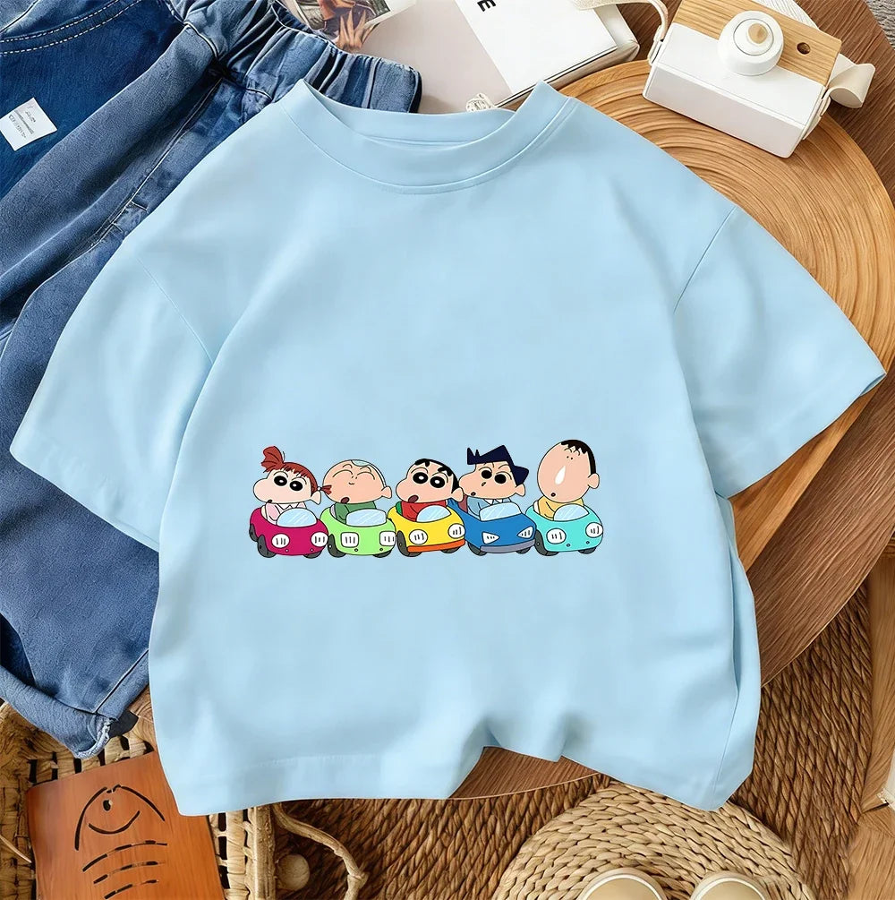 Trendy Hot Cartoon T Shirt Cute Casual Summer Crew Neck Kids Apparel Crayon Shin Chan Children 3 14