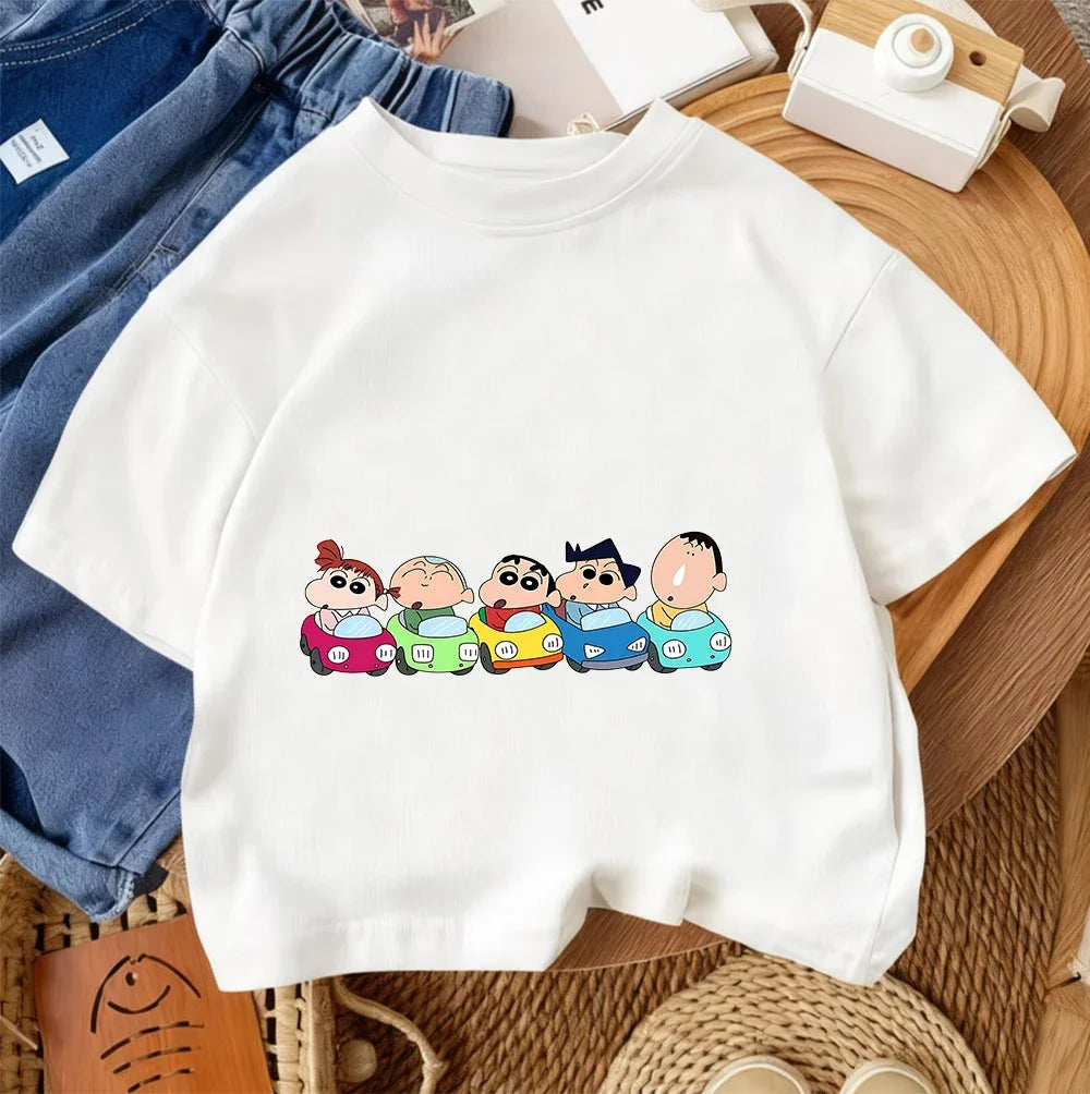 Trendy Hot Cartoon T Shirt Cute Casual Summer Crew Neck Kids Apparel Crayon Shin Chan Children 3 14