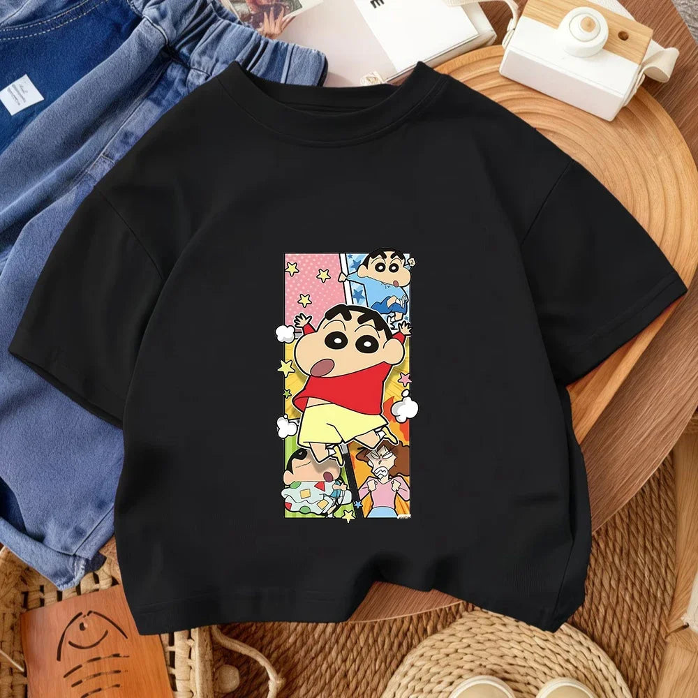Trendy Hot Cartoon T Shirt Cute Casual Summer Crew Neck Kids Apparel Crayon Shin Chan Children 3 14